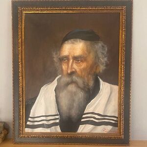 Oil portrait “Rabbi” by artist Jenő Domán